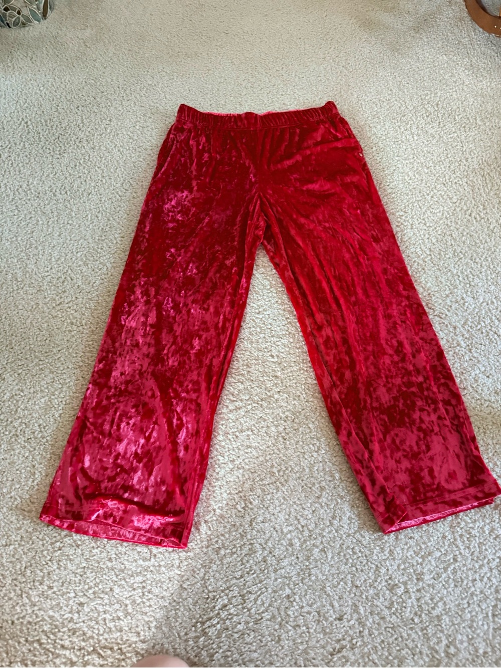 Fabletics Wide Leg Velvet Pants in Red